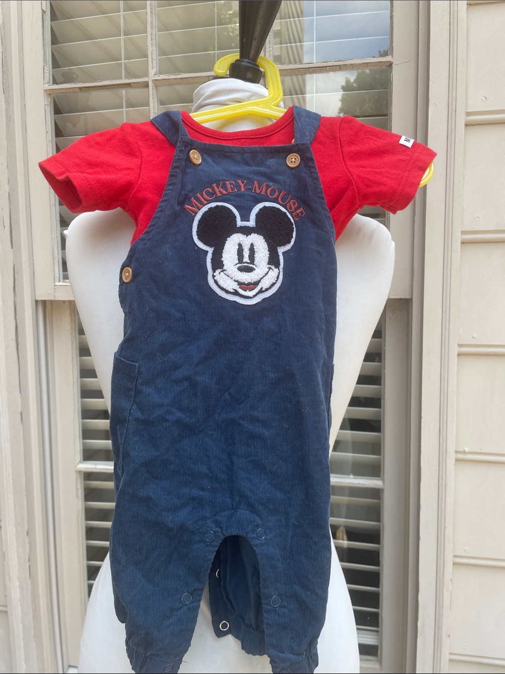 Disney Baby Mickey Mouse Overall Romper & Red Tee Set Size 3–6 Months